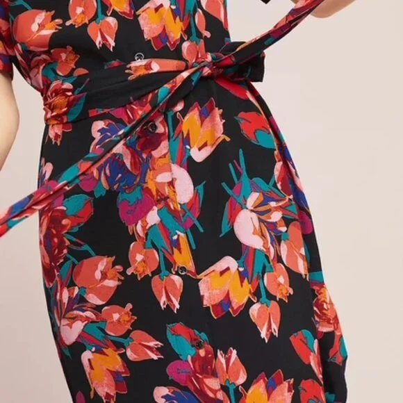Anthropologie Maeve Floral Buttondown Shirt-Dress - Size Large - Picture 6 of 8